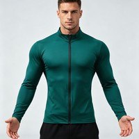 Nouvelle veste bomber zippée sportive et fitness à séchage rapide pour homme, t-shirt de course et d'entraînement extensible à manches longues printemps/automne