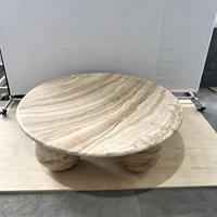 Table basse en onyx blanc persan sur mesure avec base à 3 sphères, table centrale ronde en marbre pour salon