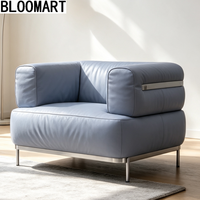 Moderner Echtleder-Einzelsessel mit Edelstahlgestell Designer-Akzentsessel für Wohnzimmer