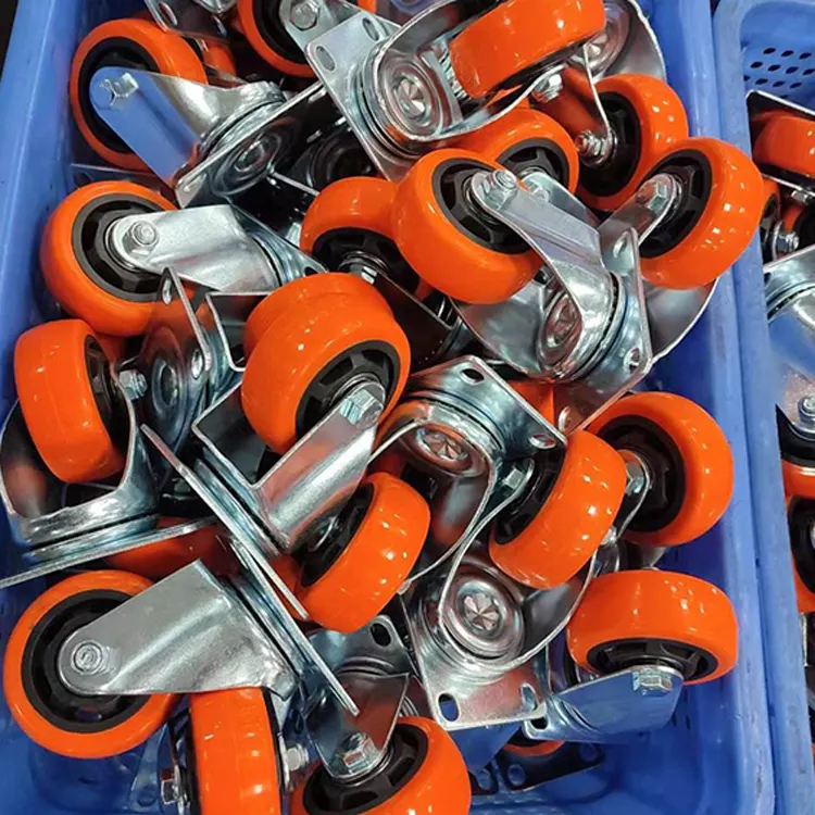 100mm Rueda Giratoria PVC Orange Castor Swivel Trolley Industrial 1.5 2 2.5 3 4 5Inch Heavy Duty Workbench Caster Wheels