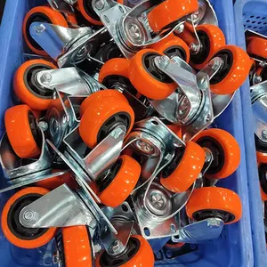 100mm Rueda Giratoria PVC Orange Castor Swivel Trolley Industrial 1.5 2 2.5 3 4 5Inch Heavy Duty Workbench Caster Wheels