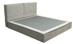 Modernes <span class=keywords><strong>minimalist</strong></span> isches graues Stoff bett mit hohem Kopfteil, weichem gepolstertem Rahmen, stilvollem wasch barem Doppelbett für Schlafzimmer und Hotel - Product Image 2