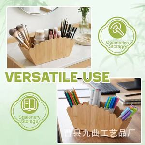 Bamboo <b>Pen</b> Holder Solid Wood Compartmentalized Storage <b>Box</b> For Stationery Home Office Use - Product Image 2