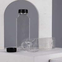 Bouteille de boisson en plastique PET rectangulaire de 350 ml à vente chaude pour jus, bière, soda, thé au lait avec bouchon à vis