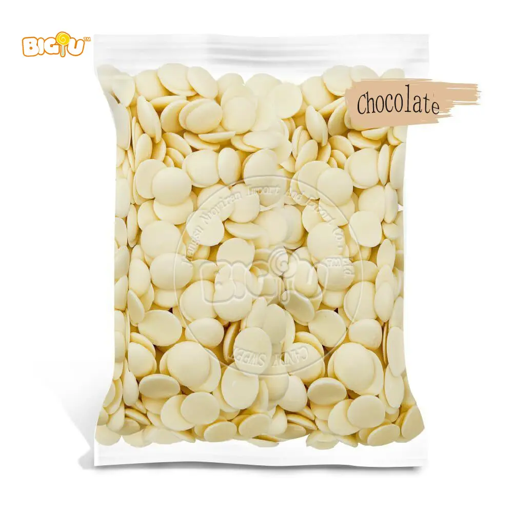 Wholesale Custom Excellent Quality Price Button Shape meltable White Milk Chocolate