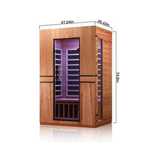 Hongyuan 2 Person Modern <b>Electric</b> Indoor Bluetooth Low EMF Infrared Sauna with Solid Hemlock Wood 5 <b>Heaters</b> Solar Powered - Product Image 1