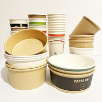 Bol à salade jetable en papier kraft à paroi simple avec couvercle en PET, écologique et biodégradable