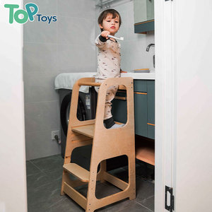 Tour d'apprentissage Montessori en bois pliable et réglable pour tout-petits, aide de <span class=keywords><strong>cuisine</strong></span>, marchepied réglable, vente en gros directe usine - Product Image 1