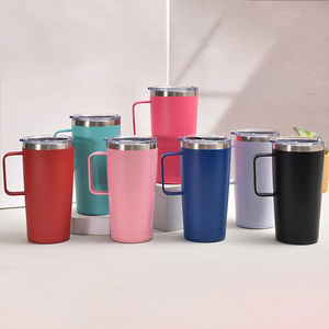 Mug de voyage isotherme en acier inoxydable avec poignée, 20 oz, revêtement poudré, gravure laser, bouteille d'eau thermique pour café, cadeau de Noël - Product Image 3
