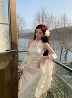 Maxi vestido blanco nuevo estilo chino mejorado Qipao verano y otoño desgaste elegante mujer Cheongsam