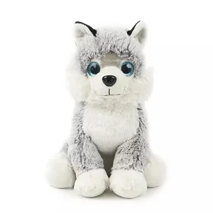 Peluche de 25cm, mignon, grands yeux, gris, blanc, animal en peluche, loup en peluche, jouet pour enfants