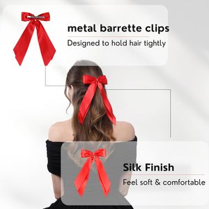 Barrettes à <span class=keywords><strong>cheveux</strong></span> en satin couleur unie avec nœud, style ballet, double nœud avec longue queue, accessoires pour <span class=keywords><strong>cheveux</strong></span> pour jeunes filles - Product Image 5