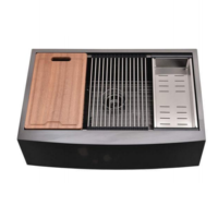Station de préparation tout-en-un en forme de X avec drain incliné, évier de cuisine en acier inoxydable épais de calibre 16, 33x22 pouces