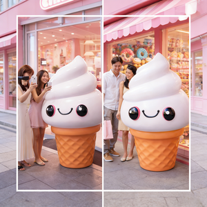 Statue de Mascotte Personnalisée <span class=keywords><strong>en</strong></span> Fibre de Verre Brillante, Modèle Cône de Crème Glacée Mignon et Écologique, pour Vitrine de Pâtisserie - Product Image 4