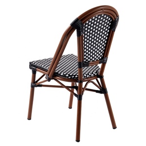Đen trắng Pháp parisian Patio cafe <span class=keywords><strong>wicker</strong></span> ghế bành đồ nội thất ngoài trời Vườn mây Bistro ăn ghế - Product Image 3