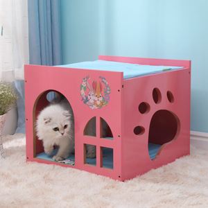 Vente en gros Maison pour chat de luxe en bois massif faite à la main pour l'intérieur Lit pour chat Ozy Boîte rustique en bouleau - Product Image 5