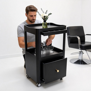 Carrito de Salón de Diseño Moderno con Cajón Grande y Estante Abierto para <span class=keywords><strong>Spa</strong></span> y Salón, Estructura Resistente con Ruedas - Product Image 1