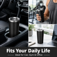 Gobelet isotherme à double paroi en acier inoxydable avec couvercle anti-fuite, mug de voyage isolé compatible voiture pour café et eau