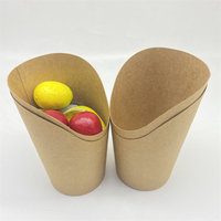 Gobelets à frites en papier kraft brun jetables avec impression de logo personnalisée, 8 oz, 12 oz, 16 oz