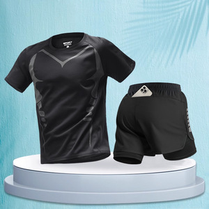 Combinaison de sport pour hommes, ensemble short à manches courtes à séchage rapide, pour entraînement de marathon, tenue décontractée - Product Image 4
