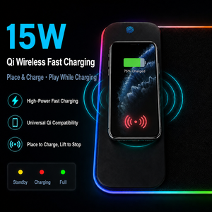 Tapis de souris chargeur sans fil, tapis de souris de jeu à charge sans fil <span class=keywords><strong>LED</strong></span> en caoutchouc, offre spéciale - Product Image 6