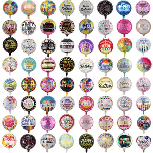 New Design 18inch Happy Birthday Round Foil Mylar Helium Floating Inflatable Toys Balloon Party Decorations Supplies