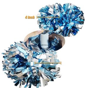 Normzl Bán Buôn Tùy Chỉnh 4 6 Inch Cổ Vũ Long Lanh Pom Holographic Kết Hợp Kim Loại Màu Rắn Cổ Vũ Poms Poms - Product Image 5