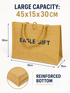 High Quality Fashion Waterproof Linen Natural Black <b>Yellow</b> Burlap Shopping Tote Jute <b>Bag</b> - Product Image 3
