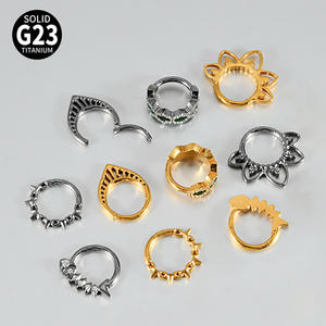 Pendiente de Aro <span class=keywords><strong>Plegable</strong></span> con Bisagra de Titanio ASTM F136 con Recubrimiento PVD, Piercing para Cartílago, Segmento, Septum, Clicker, Anillo para la Nariz, Gaby Hot - Product Image 3
