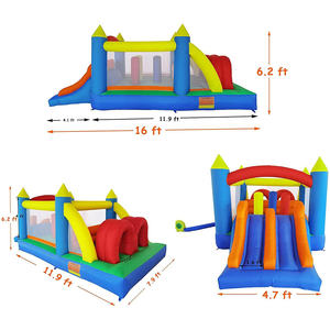Château gonflable simple avec toboggan aquatique gonflable bleu Maison de rebond gonflable commerciale pour château sautant pour enfants de location de fête - Product Image 6