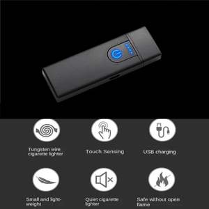 ไฟแช็คพกพาขนาดเล็กแบบชาร์จไฟผ่าน USB หน้าจอสัมผัส ไฟแช็คอิเล็กทรอนิกส์แบบชาร์จไฟได้ ไฟแช็คไฟฟ้าขนาดเล็กบางเฉียบ - Product Image 3