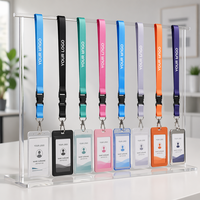 Lanière en polyester par sublimation en gros avec boucle de sécurité détachable, logo personnalisé imprimé pour porte-badge, cadeaux pour le personnel