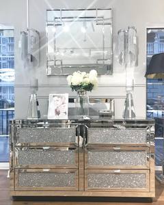 Schiacciare diamante mobili soggiorno mobili 6 cassetti mobile ad angolo credenza a specchio comò - Product Image 5