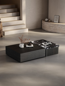 Tavolino da Caffè in Pietra Naturale di Lusso Minimalista Italiano con <span class=keywords><strong>Spazio</strong></span> di Archiviazione, Nessun Montaggio Richiesto, Arredamento Rettangolare di Alta Gamma per la <span class=keywords><strong>Casa</strong></span> - Product Image 1