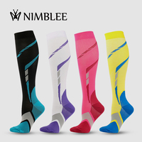 Chaussettes de compression sportives montantes pour hommes et femmes, idéales pour la course, 20-30 mmHg, vente en gros