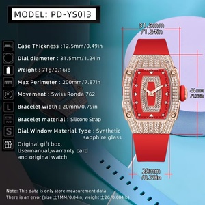 Montre de luxe pour femme PAGANI DESIGN PD-YS013, or rose, élégante, sportive, bracelet en caoutchouc, forme barillet, étanche, quartz - Product Image 6