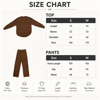 Ensemble deux pièces décontracté en laine tricotée pour femme – Pull à col rond et pantalon large – Collection Automne Hiver
