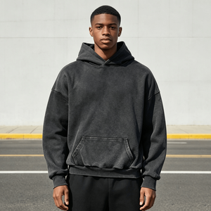 Custom 400GSM Heavyweight Cotton Oversized Acid Wash Hoodie Vintage Distressed Streetwear <b>Pullover</b> Boxy Fit <b>Mens</b> <b>Pullover</b> - Product Image 4