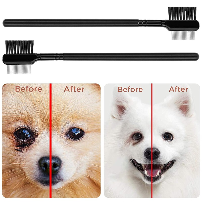amazon hot selling stainless steel pet eye comb brush eyebrow comb double headed brush for pet dogs