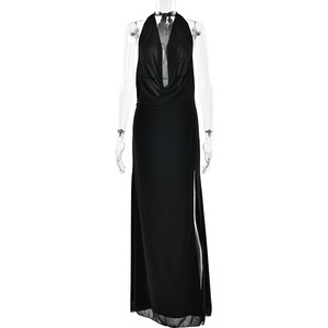 Vestido de Noche Largo con Cuello Halter y Espalda Descubierta para Mujer, Sexy, con Abertura, Cintura Natural, Sin Mangas, Transpirable, Verano 2025 - Product Image 5