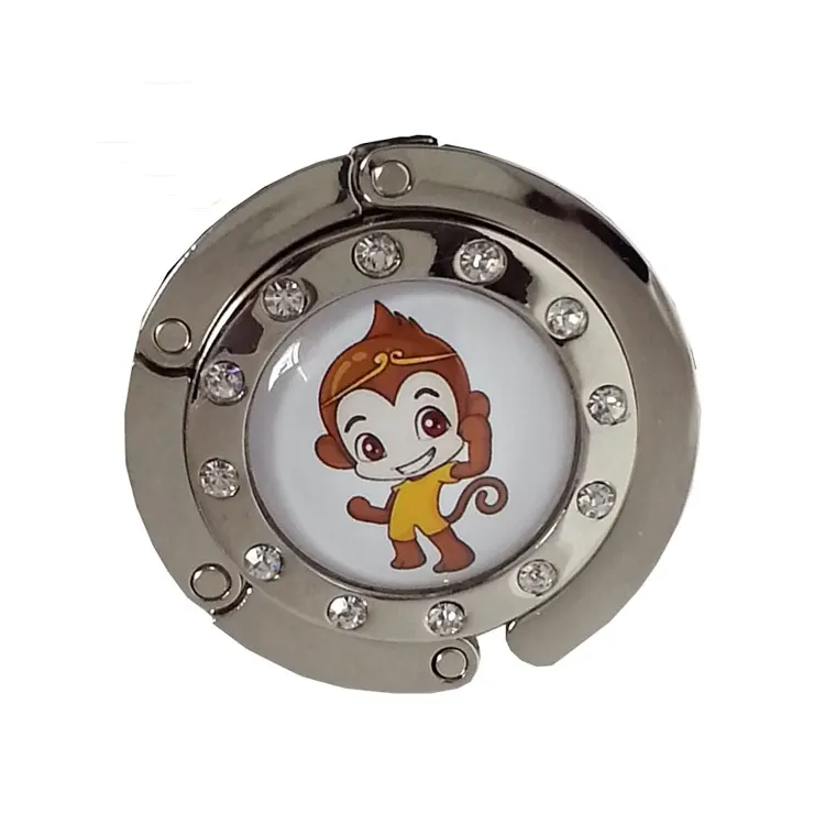 Металлическая Вешалка для кошелька с логотипом на заказ/круглая вешалка для сумок с эпоксидным принтом