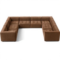 Handgefertigtes Echtleder Modulares L-förmiges Ecksofa U-Sofa Sektional-Set Moderner Komfort Wohnzimmer Innenmöbel