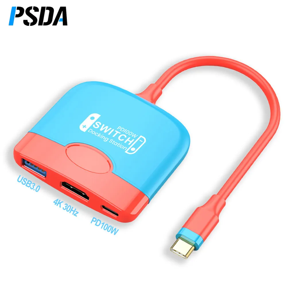 PSDA Switch Docking Station adattatore da USB C a 4K HD USB 3.0 PD per Nintendo Switch Dock Station portatile MacBook Air Pro iPad
