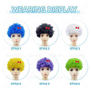 Couleurs Perruque de Costume Synthétique Nouveau Style Perruque Afro avec Cheveux Bouclés Crépus pour les Fans de Football - Product Image 2