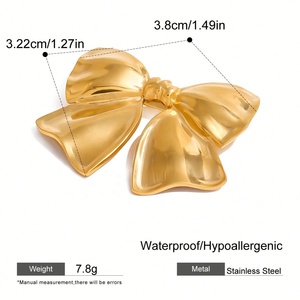 Broche tendance en acier inoxydable en forme de nœud papillon, bijou personnalisé, accessoire étanche pour vêtements et chapeaux - Product Image 5