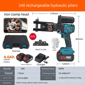 240 <span class=keywords><strong>pince</strong></span> <span class=keywords><strong>hydraulique</strong></span> <span class=keywords><strong>à</strong></span> cosse de <span class=keywords><strong>câble</strong></span> électrique légère en acier inoxydable Lithium cuivre aluminium <span class=keywords><strong>pince</strong></span> <span class=keywords><strong>à</strong></span> <span class=keywords><strong>sertir</strong></span> outils de câblage - Product Image 2