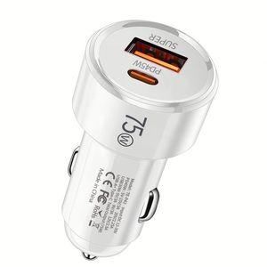 New Arrival A+<b>C</b> Car Charger 75W PD Charger USB Super Fast <b>Charging</b> Type <b>C</b> Car Charger for Mobile Phones - Product Image 1