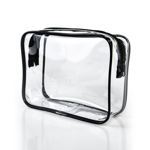 Nhà Máy Pvc Dây Kéo Trực Tiếp Nhựa Trong Suốt Rửa Túi Trang Điểm In Logo Rõ Ràng Màu Đen Du Lịch Túi Mỹ Phẩm Với Xử Lý - Product Image 1