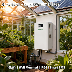 Batterie au lithium 51,2 V 48 V 314 Ah 16 kWh pour systèmes de stockage d'énergie solaire, montage mural avec roues - Product Image 6