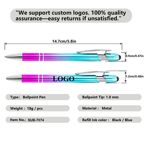 Hot Sale 2-in-1 Gradient Color Ballpoint <b>Pen</b> with Stylus Custom Logo Metal Aluminum Promotion Advertising Gift Laser Printing - Product Image 2